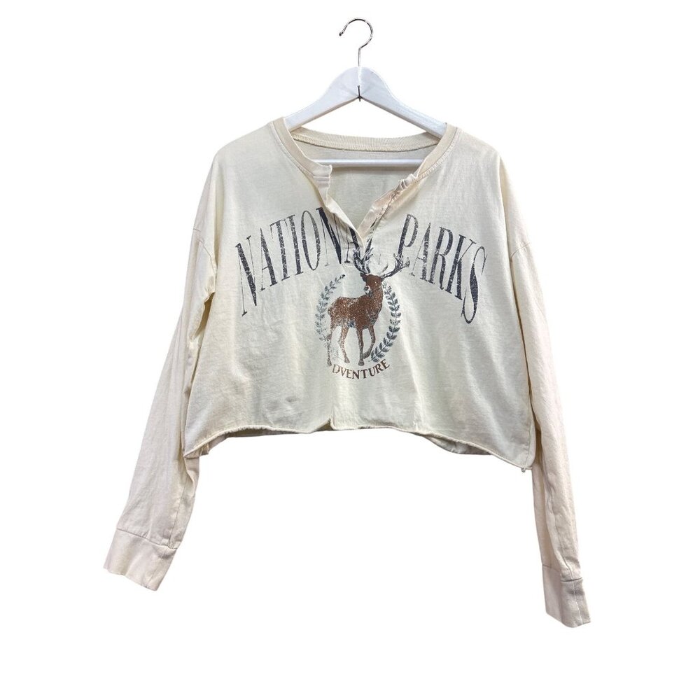 National Parks Adventure Long Sleeve Cropped Graphic Shirt Size S